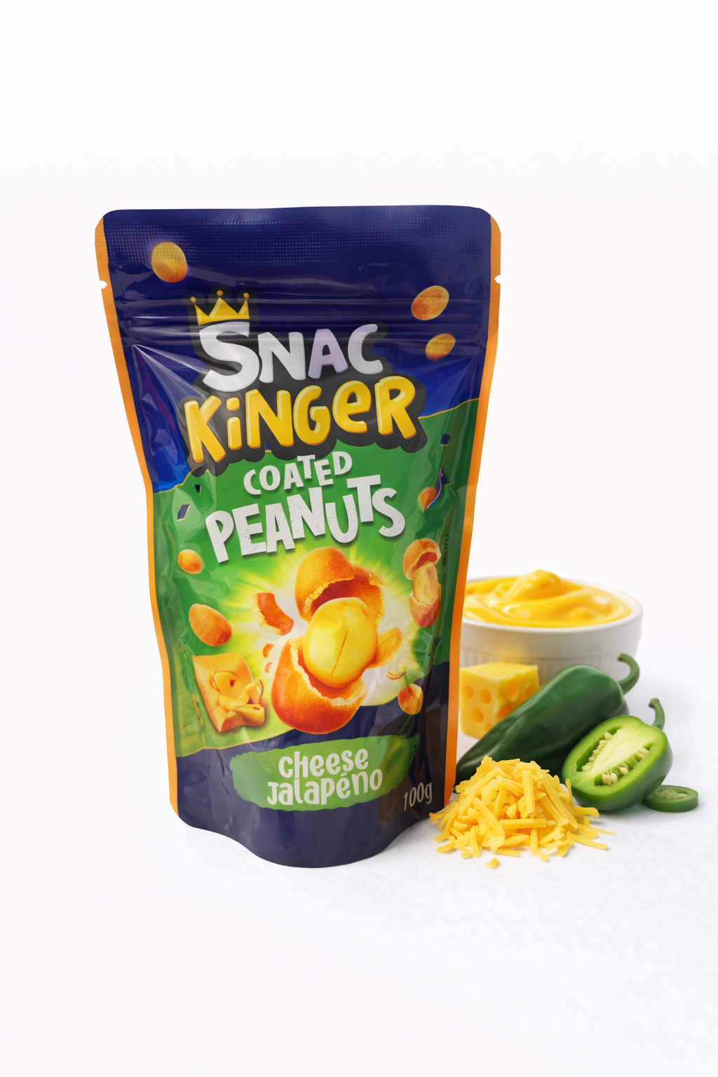 🧀🌶️ SNAC KiNGER Coated Peanuts – Cheese Jalapeño