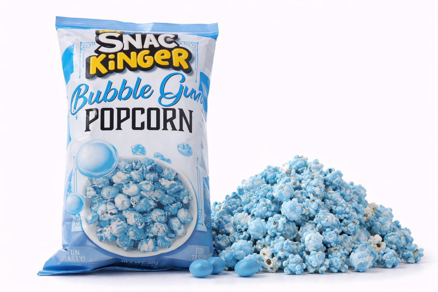 🍿 Snac Kinger Bubble Gum Popcorn – Blue Gum Flavor