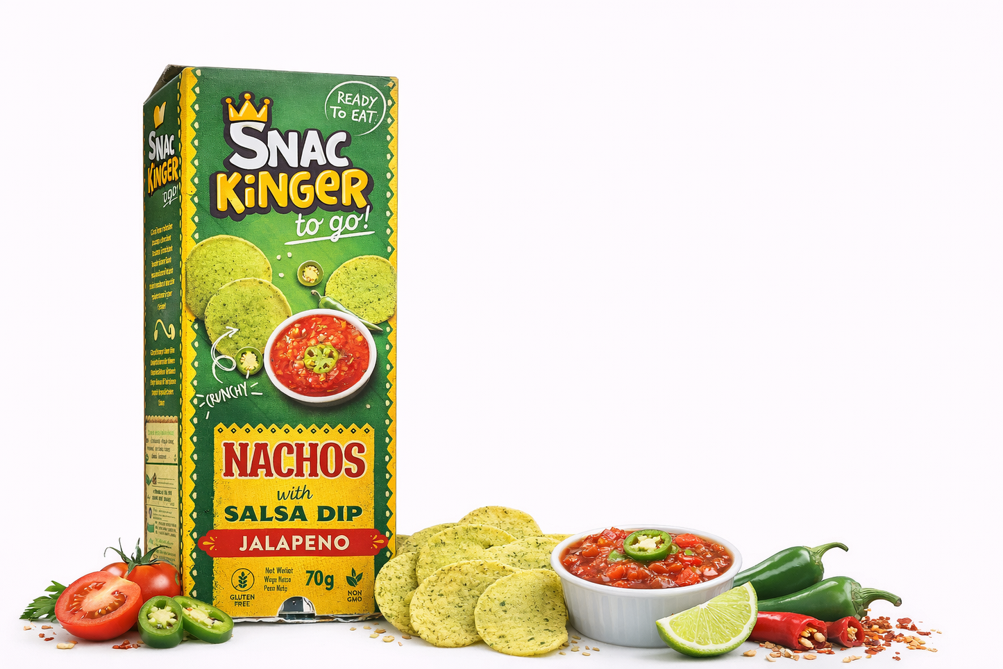 SNAC KINGER to go – Nachos mit Salsa-Dip Jalapeño 70g