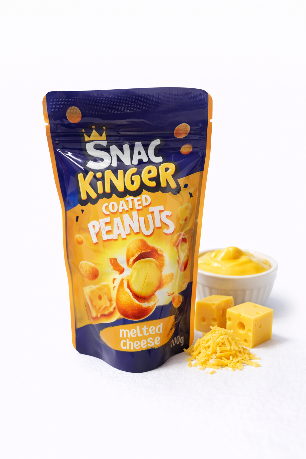 🧀 SNAC KINGER Coated Peanuts – Melted Cheese