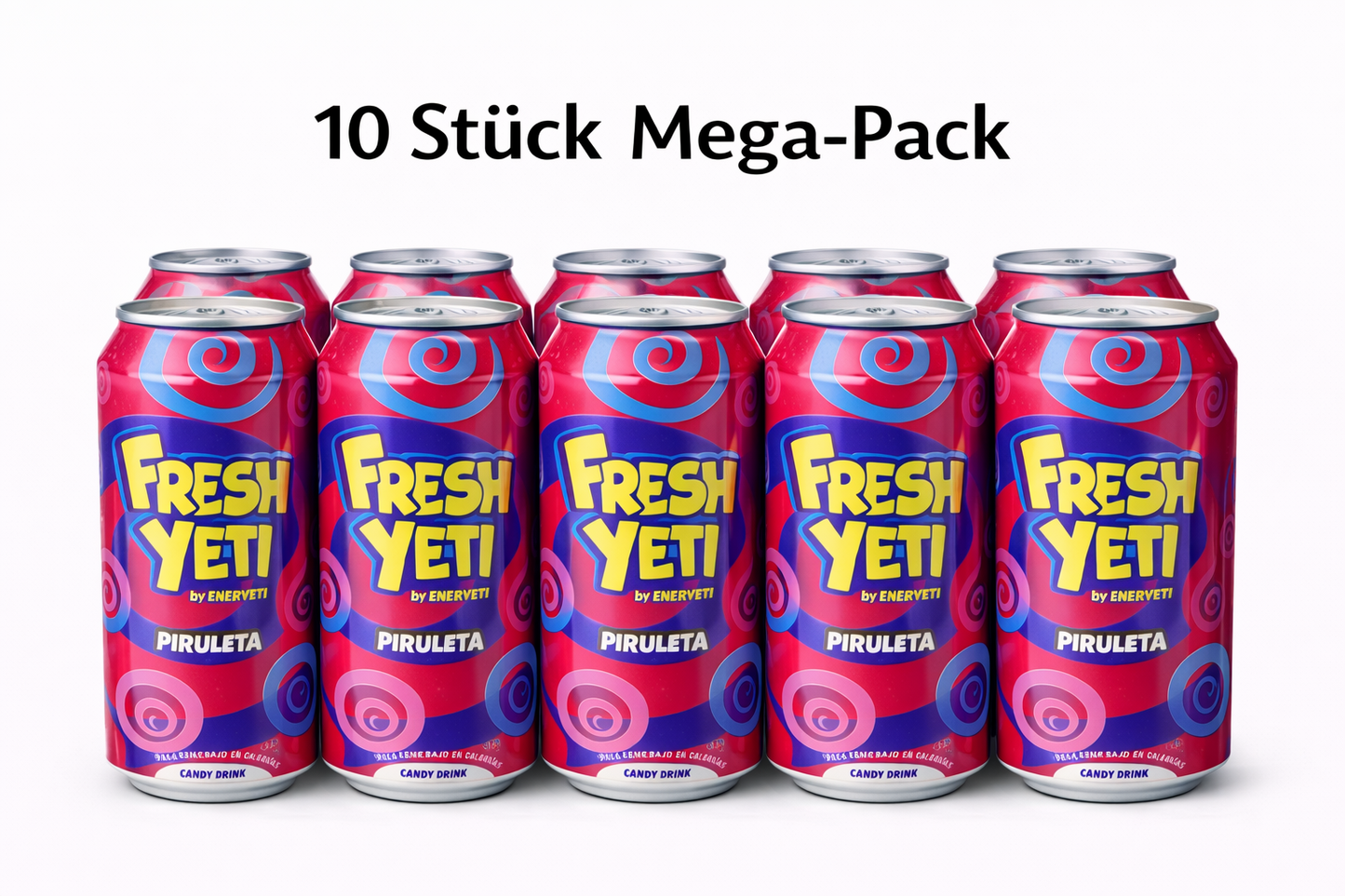 Fresh Yeti 10 Stück 500ml Piruleta Erdbeere Lutscher Geschmack