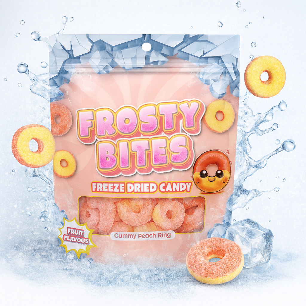Frosty Bites Gummy Peach Rings 50g