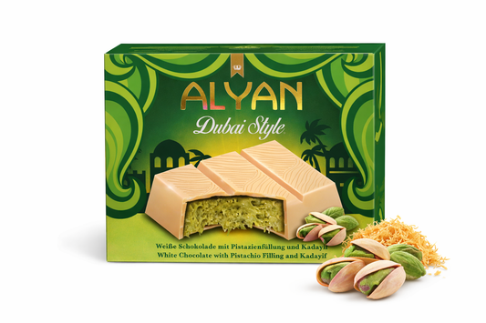 ALYAN Dubai Style – Weiße Schokolade mit Pistazienfüllung & Kadayıf (100 g)