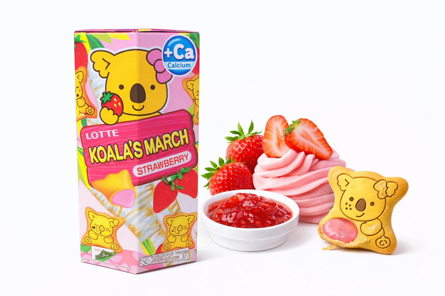 Koala’s March Strawberry – Erdbeer-gefüllte Kakaokekse (37 g)